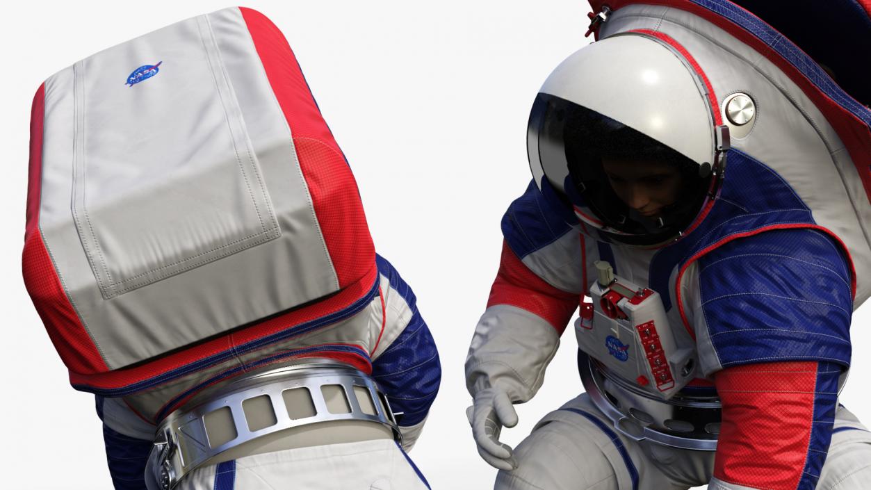 Female Astronaut Spacesuit NASA xEMU Working Pose 3D model