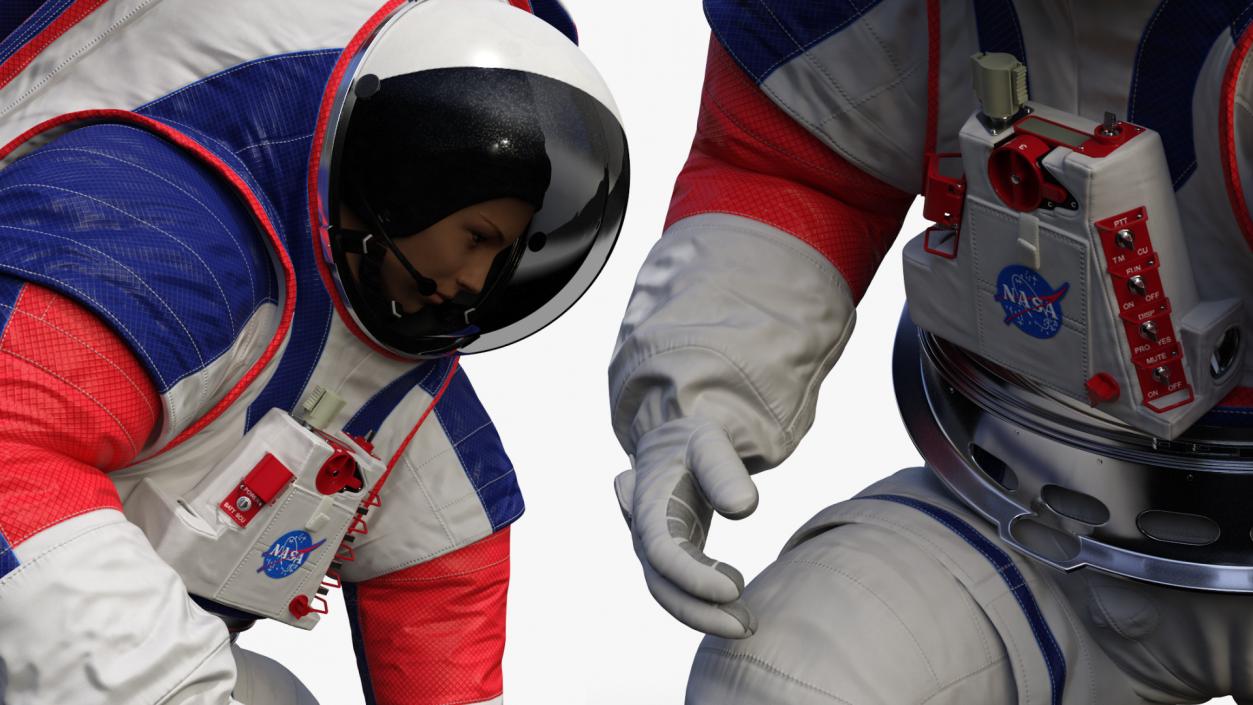 Female Astronaut Spacesuit NASA xEMU Working Pose 3D model