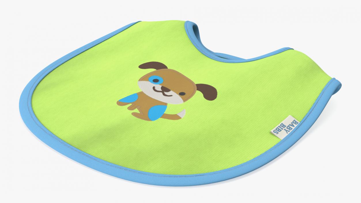 3D Green Baby Bib with Dog model