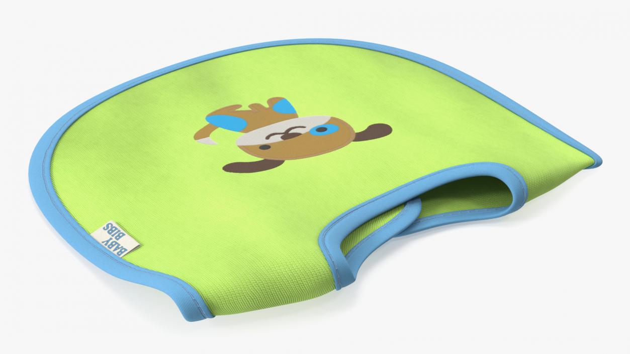 3D Green Baby Bib with Dog model