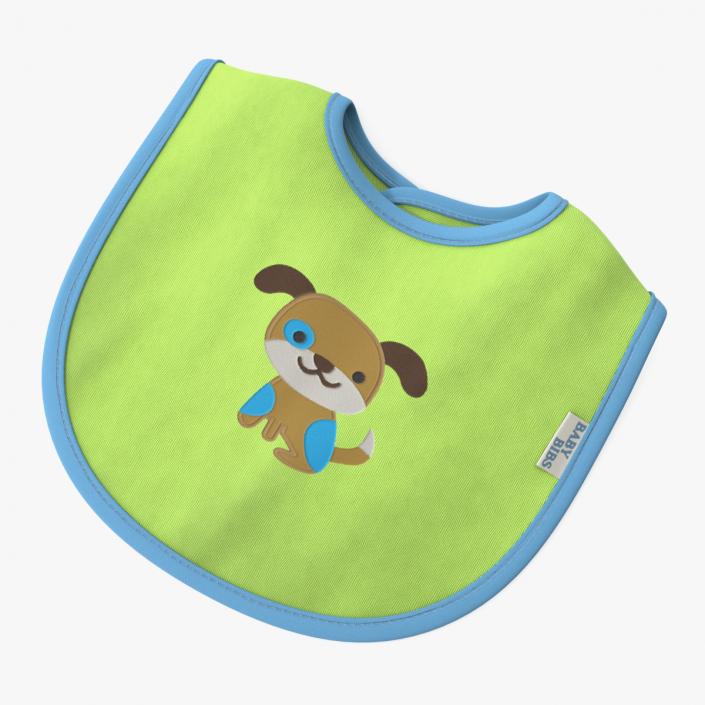 3D Green Baby Bib with Dog model