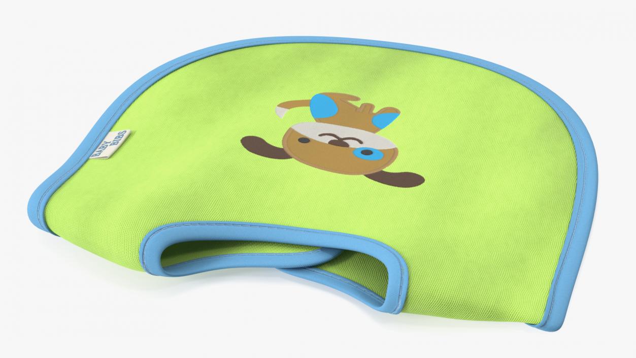 3D Green Baby Bib with Dog model