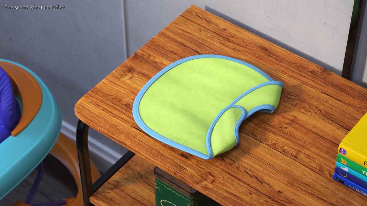 3D Green Baby Bib with Dog model