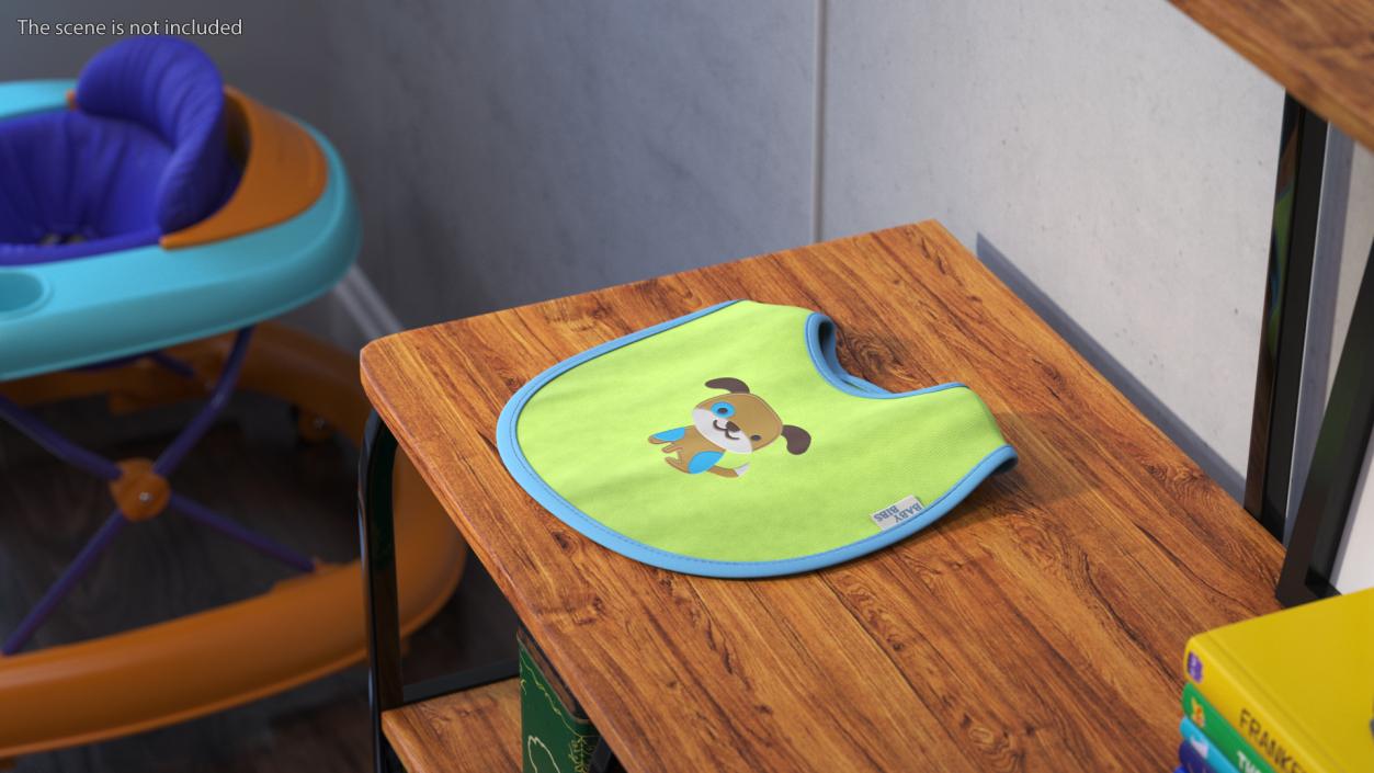 3D Green Baby Bib with Dog model