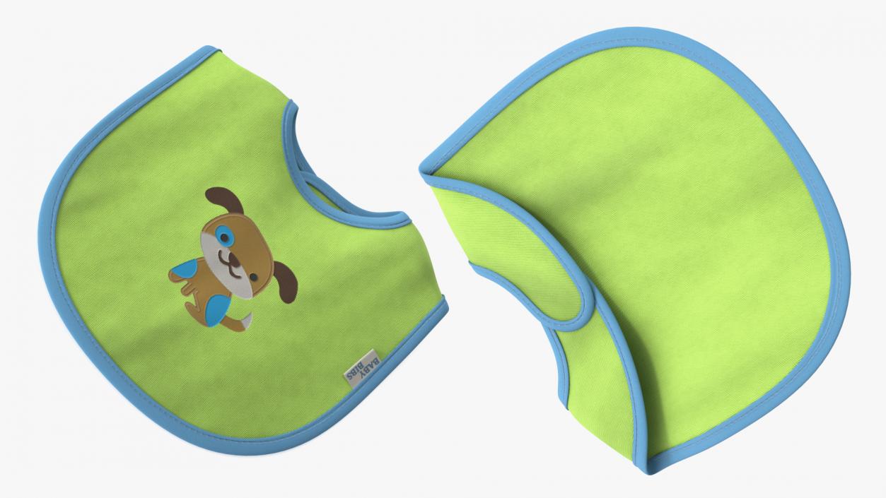 3D Green Baby Bib with Dog model