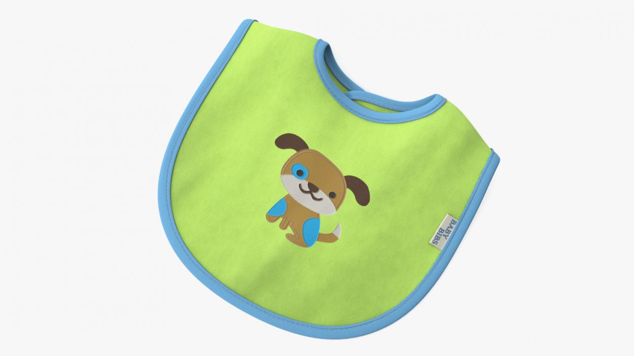 3D Green Baby Bib with Dog model