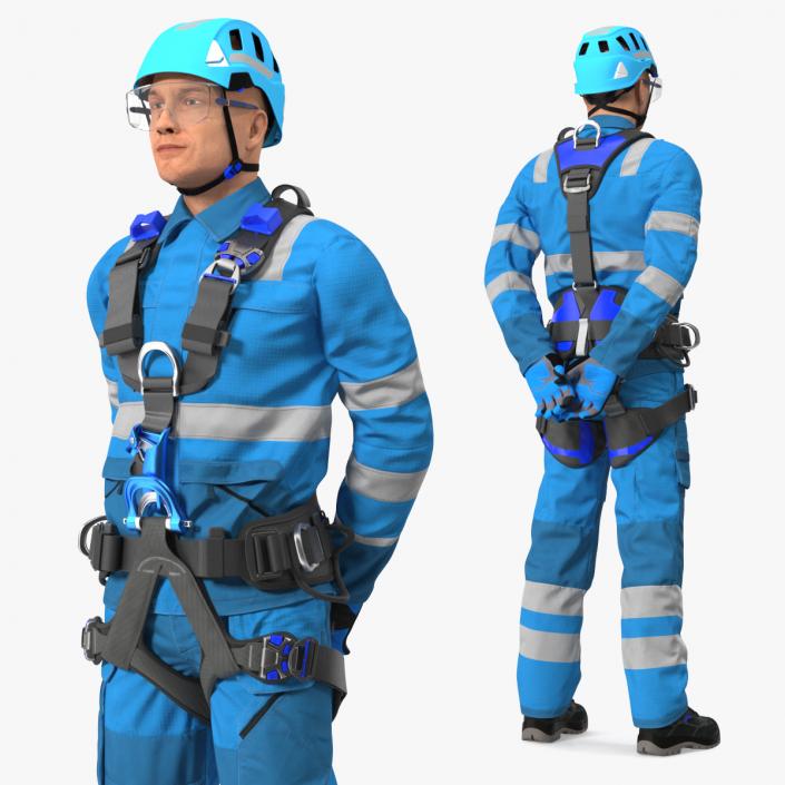 High Altitude Alpinist Worker Waiting Pose 3D