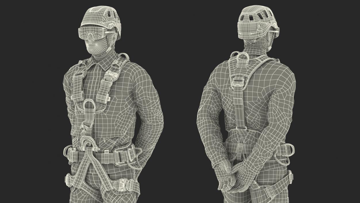 High Altitude Alpinist Worker Waiting Pose 3D