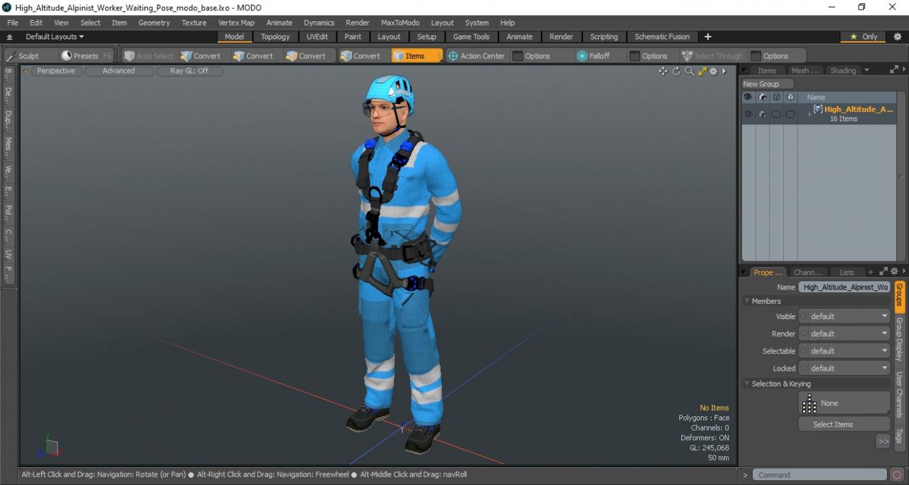 High Altitude Alpinist Worker Waiting Pose 3D