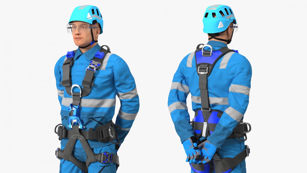 High Altitude Alpinist Worker Waiting Pose 3D