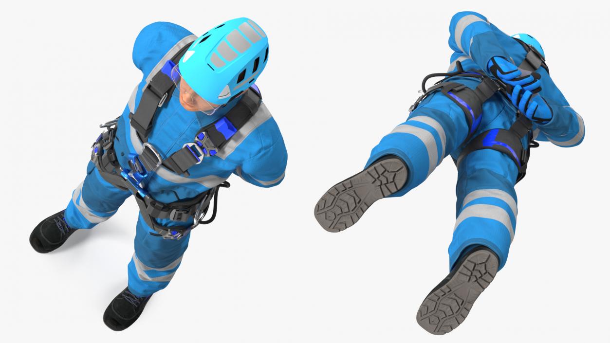 High Altitude Alpinist Worker Waiting Pose 3D