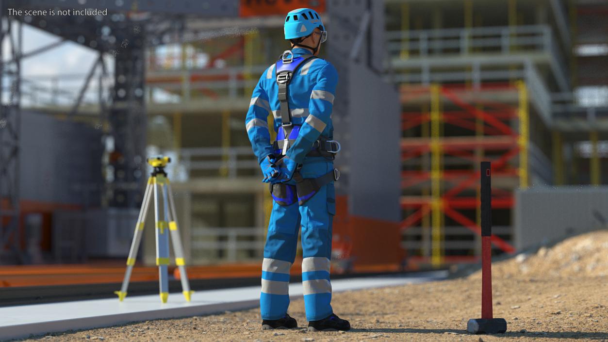 High Altitude Alpinist Worker Waiting Pose 3D