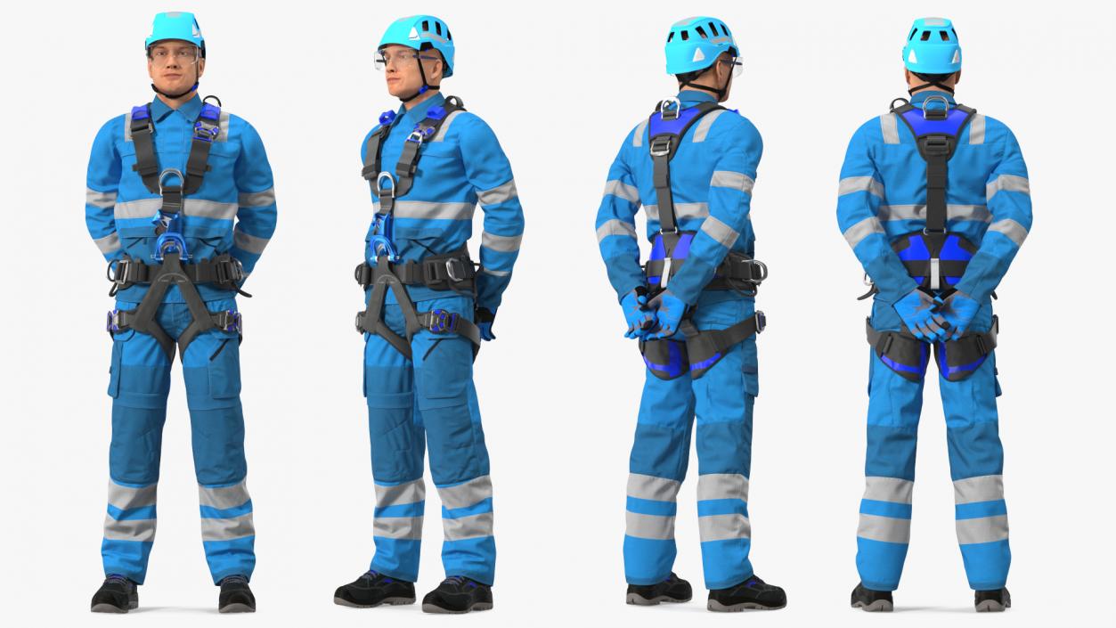 High Altitude Alpinist Worker Waiting Pose 3D