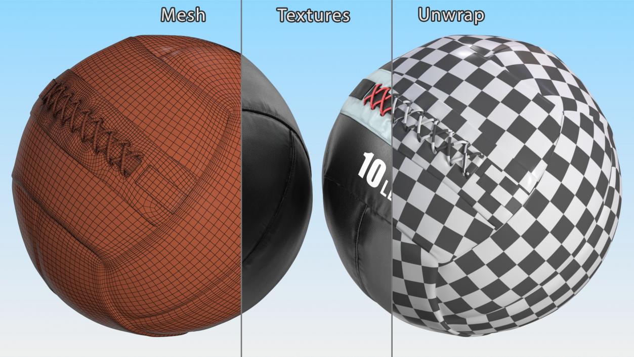 10 LB Fitness Medicine Ball 3D