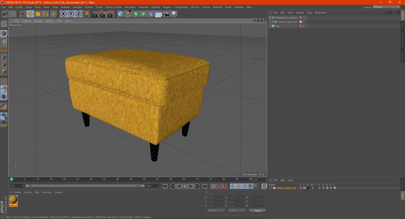 Yellow Cloth Puff 3D