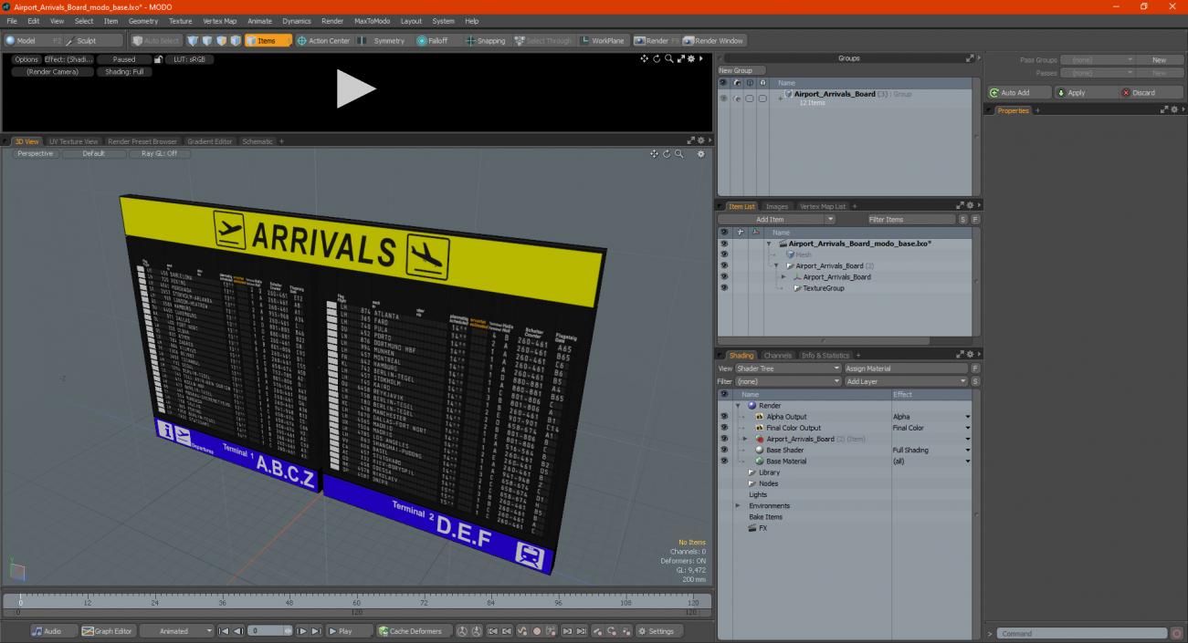 Airport Arrivals Board 3D