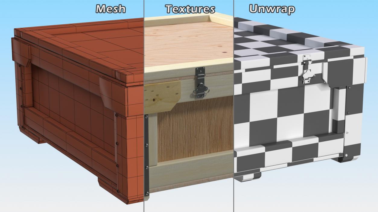 3D Flat Wooden Shipping Crate