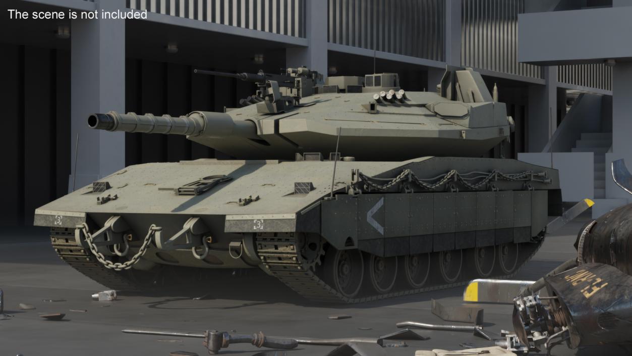 Dirty Israeli Tank Merkava 5 Olive 3D model