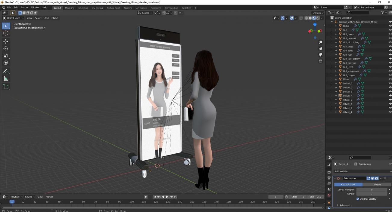 3D Woman with Virtual Dressing Mirror 2