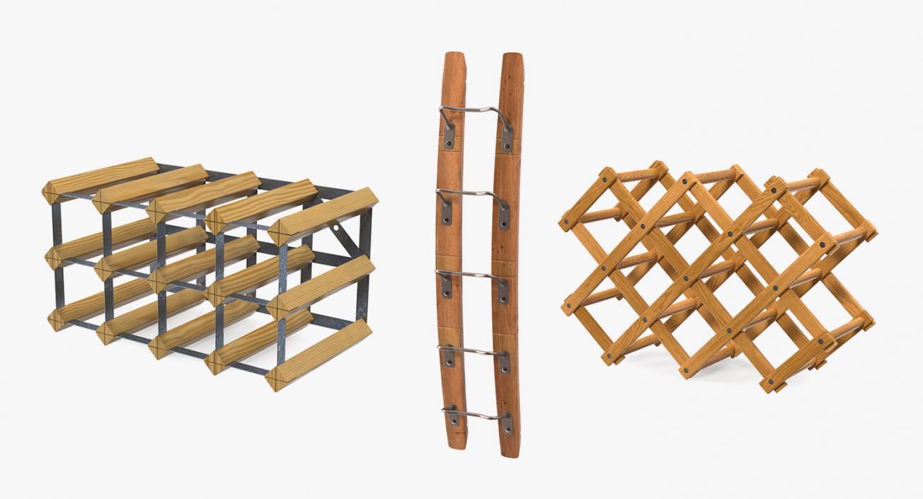 3D model Wooden Wine Racks Collection 2