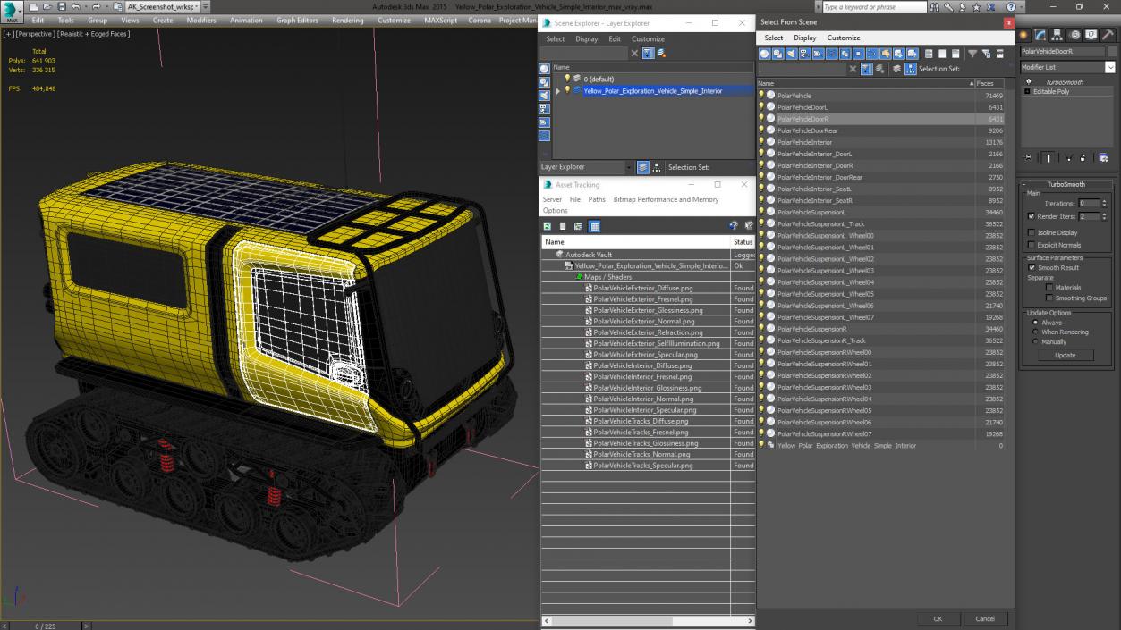 3D Yellow Polar Exploration Vehicle Simple Interior model