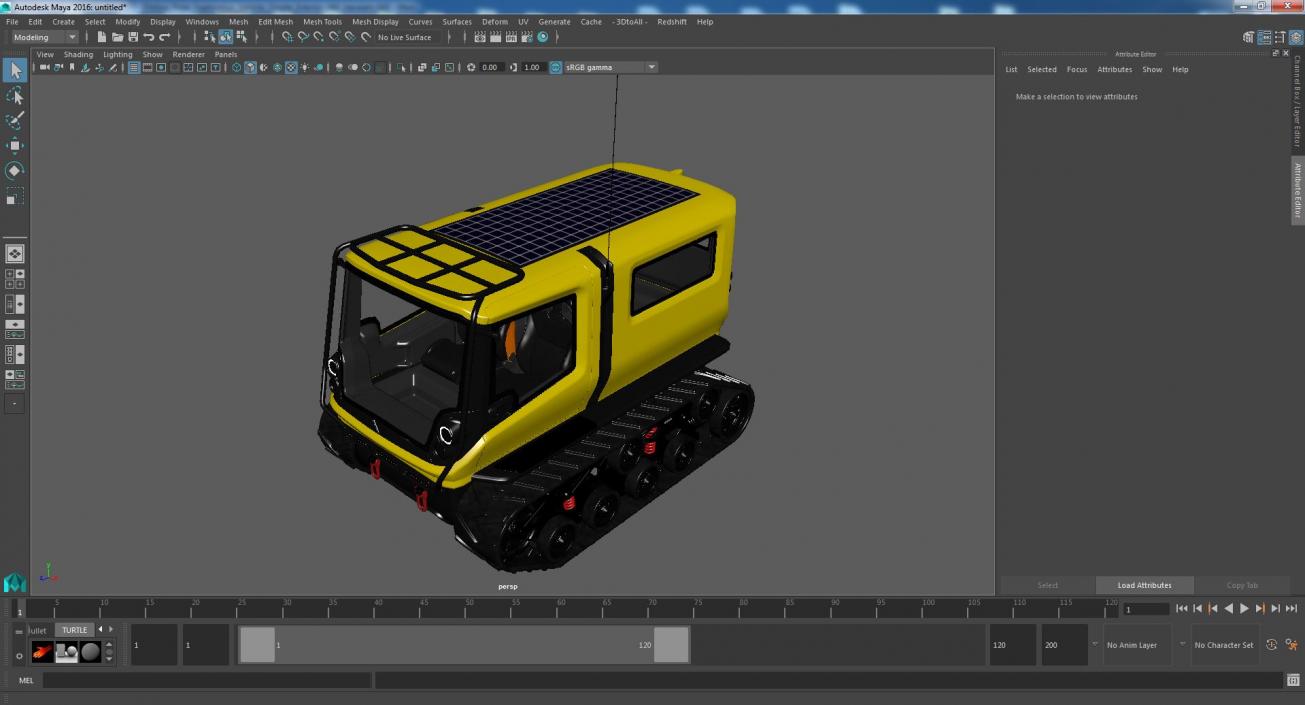 3D Yellow Polar Exploration Vehicle Simple Interior model