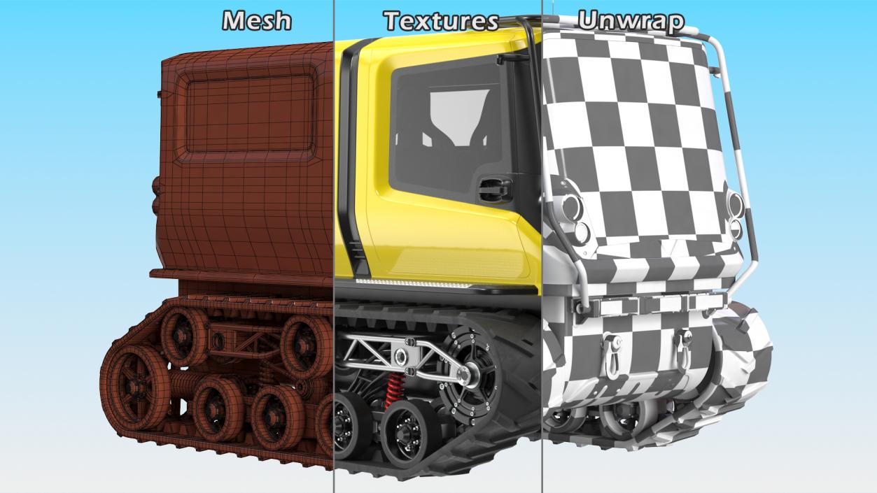 3D Yellow Polar Exploration Vehicle Simple Interior model