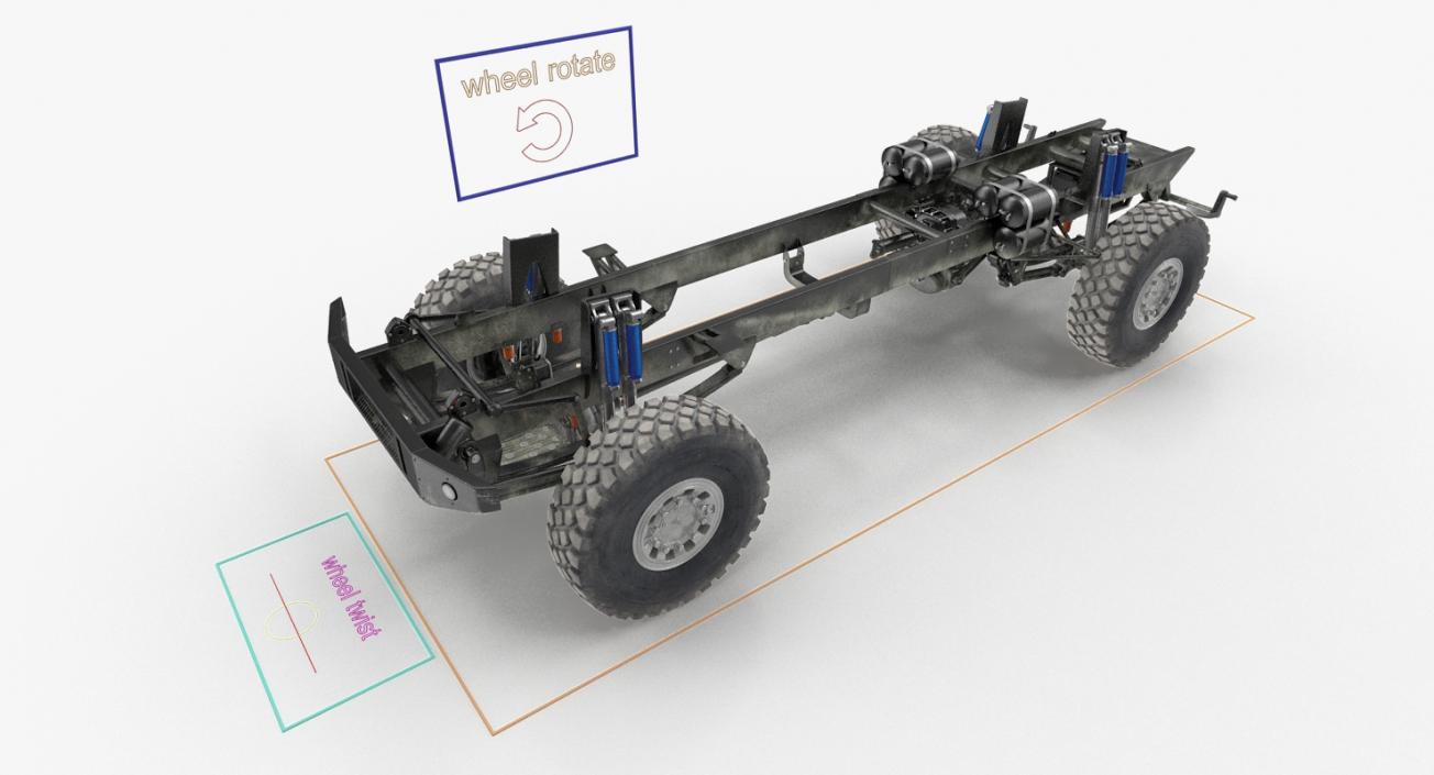 3D Racing Truck KAMAZ Chassis Rigged model