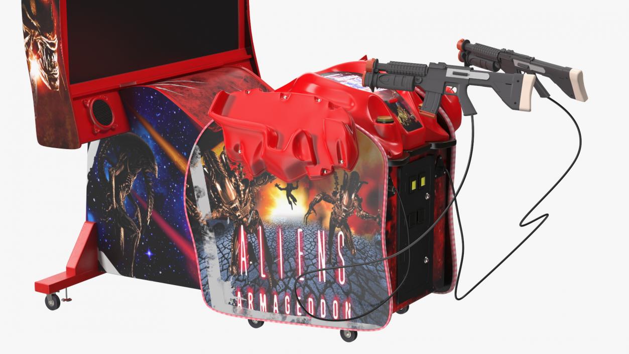 Arcade Game Machine Aliens Armageddon Off State Rigged 3D model