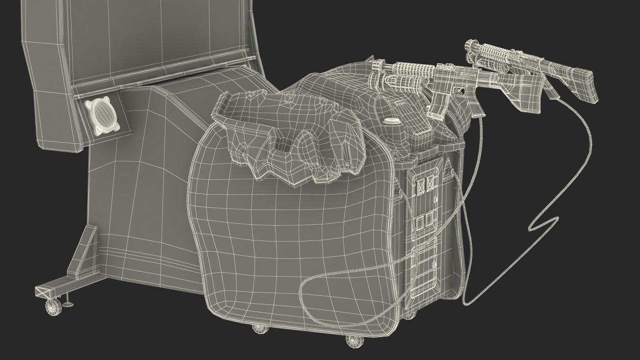 Arcade Game Machine Aliens Armageddon Off State Rigged 3D model