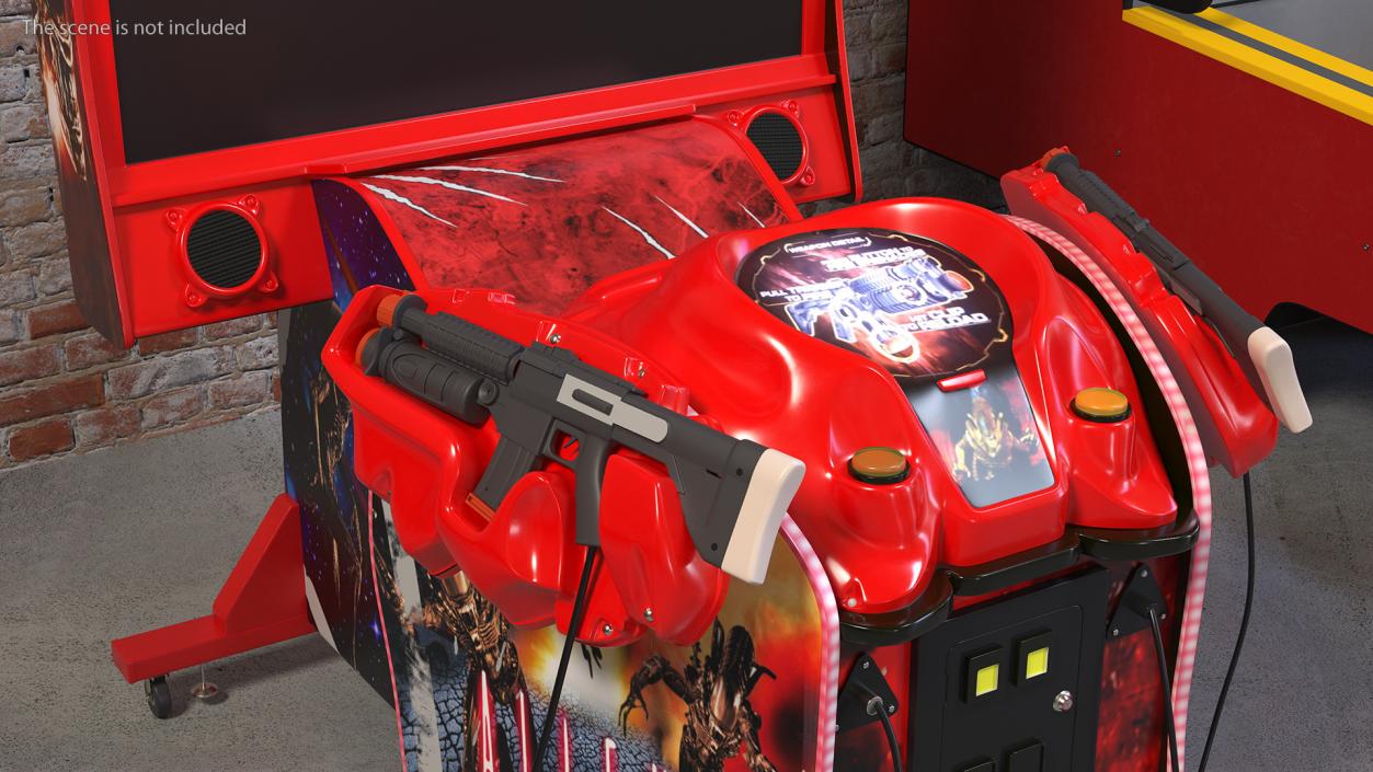 Arcade Game Machine Aliens Armageddon Off State Rigged 3D model