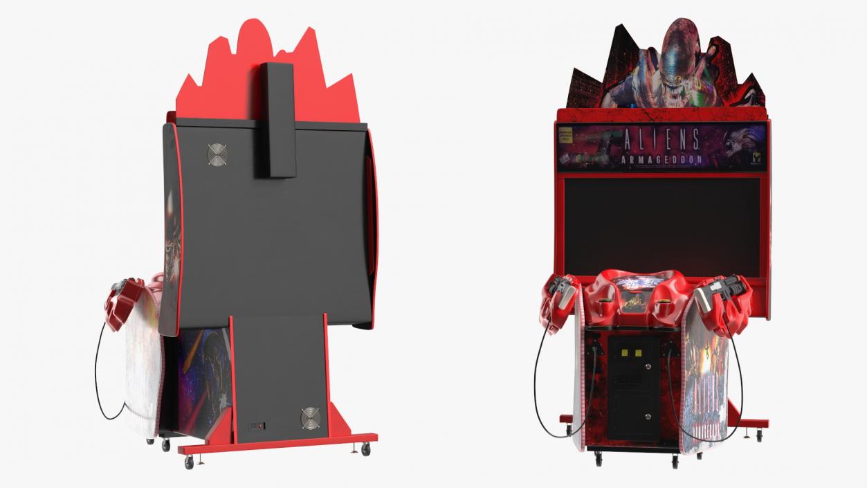 Arcade Game Machine Aliens Armageddon Off State Rigged 3D model