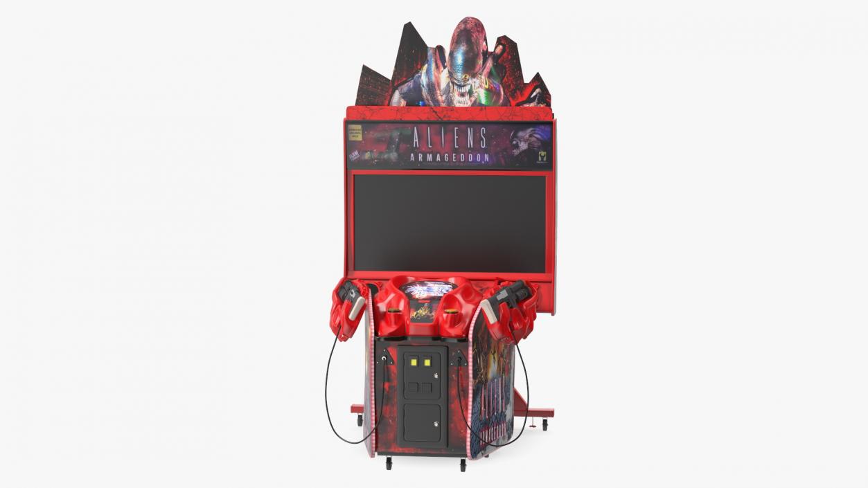 Arcade Game Machine Aliens Armageddon Off State Rigged 3D model