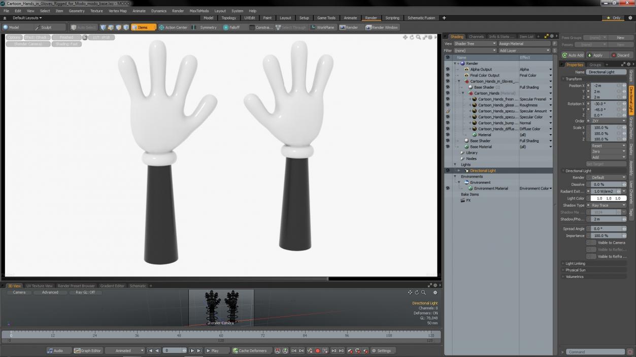 Cartoon Hands in Gloves Rigged for Modo 3D model