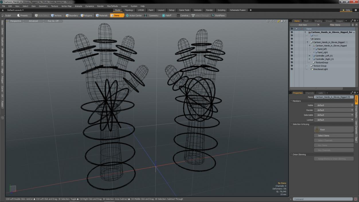 Cartoon Hands in Gloves Rigged for Modo 3D model