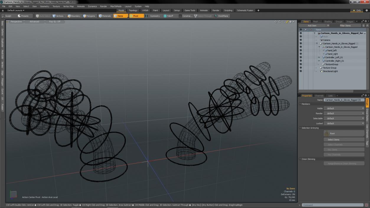 Cartoon Hands in Gloves Rigged for Modo 3D model