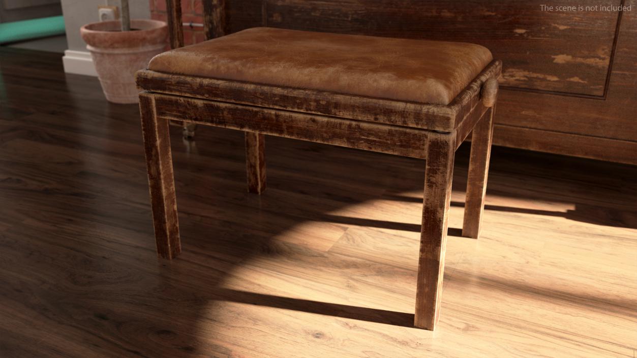 3D model Old Piano Bench Dark Wood