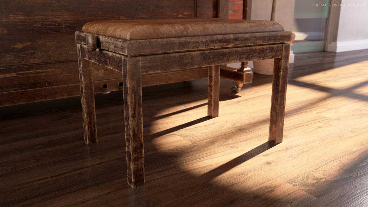 3D model Old Piano Bench Dark Wood