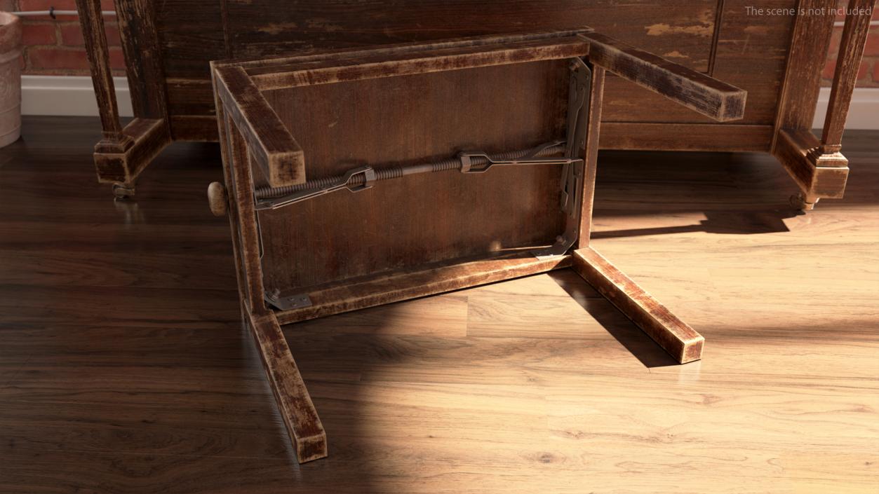 3D model Old Piano Bench Dark Wood