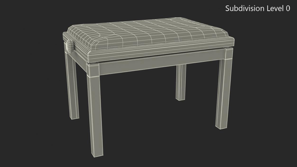 3D model Old Piano Bench Dark Wood