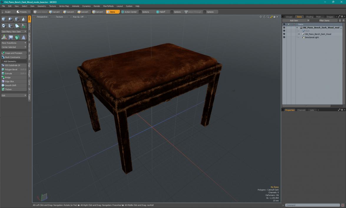 3D model Old Piano Bench Dark Wood