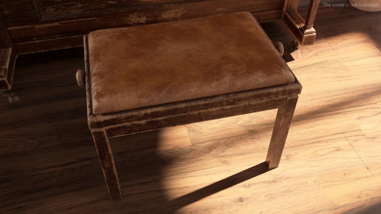 3D model Old Piano Bench Dark Wood