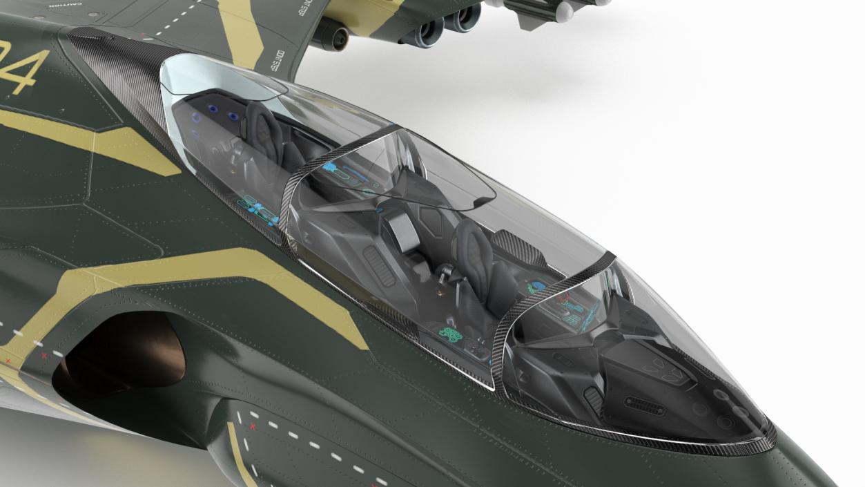 3D Sci Fi Green Military Fighter Jet model