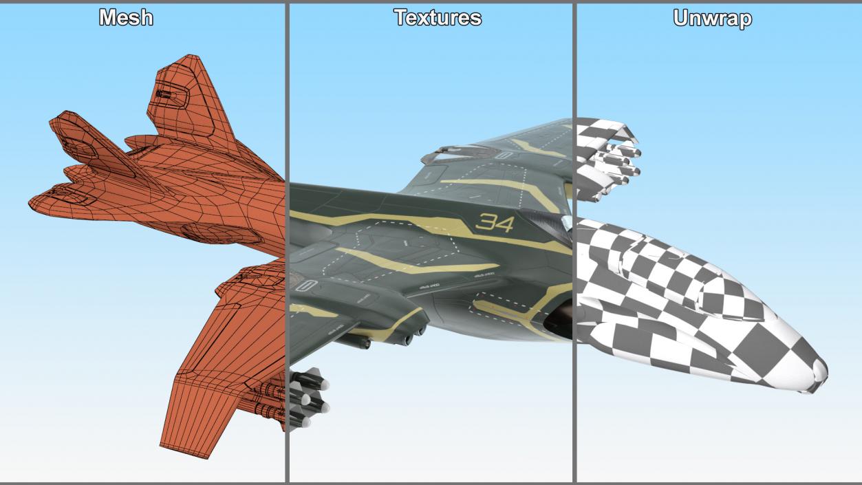 3D Sci Fi Green Military Fighter Jet model