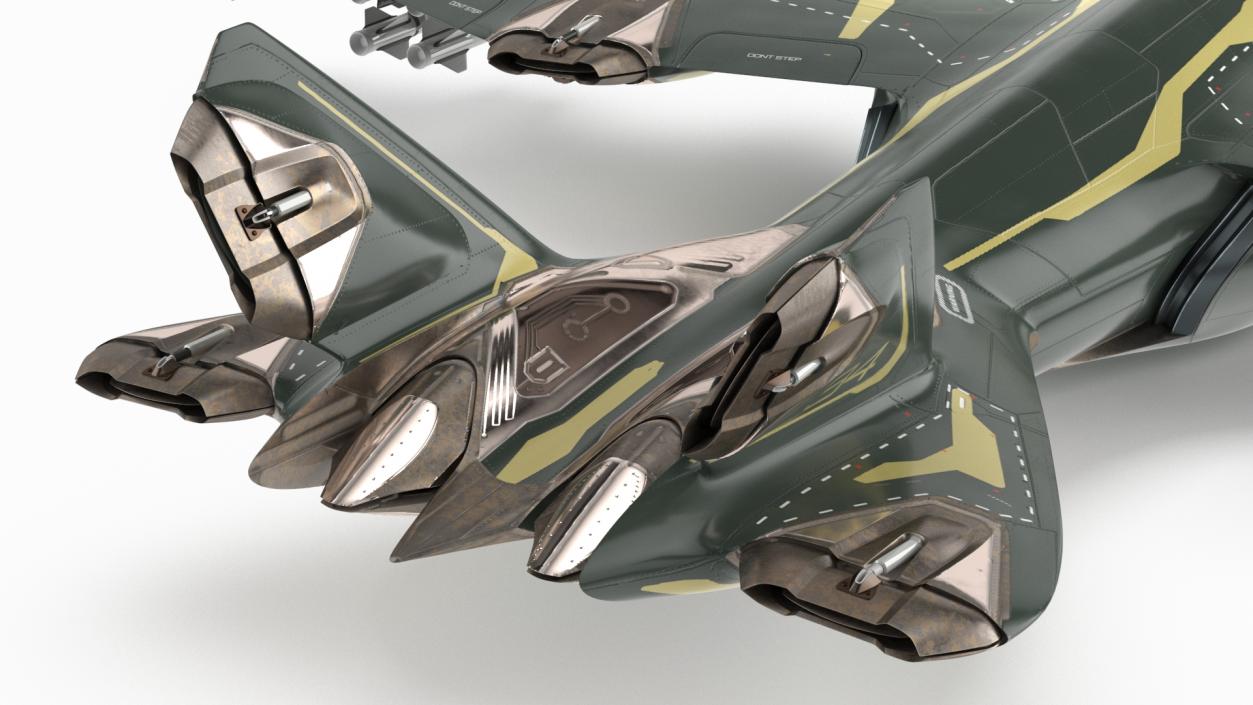 3D Sci Fi Green Military Fighter Jet model