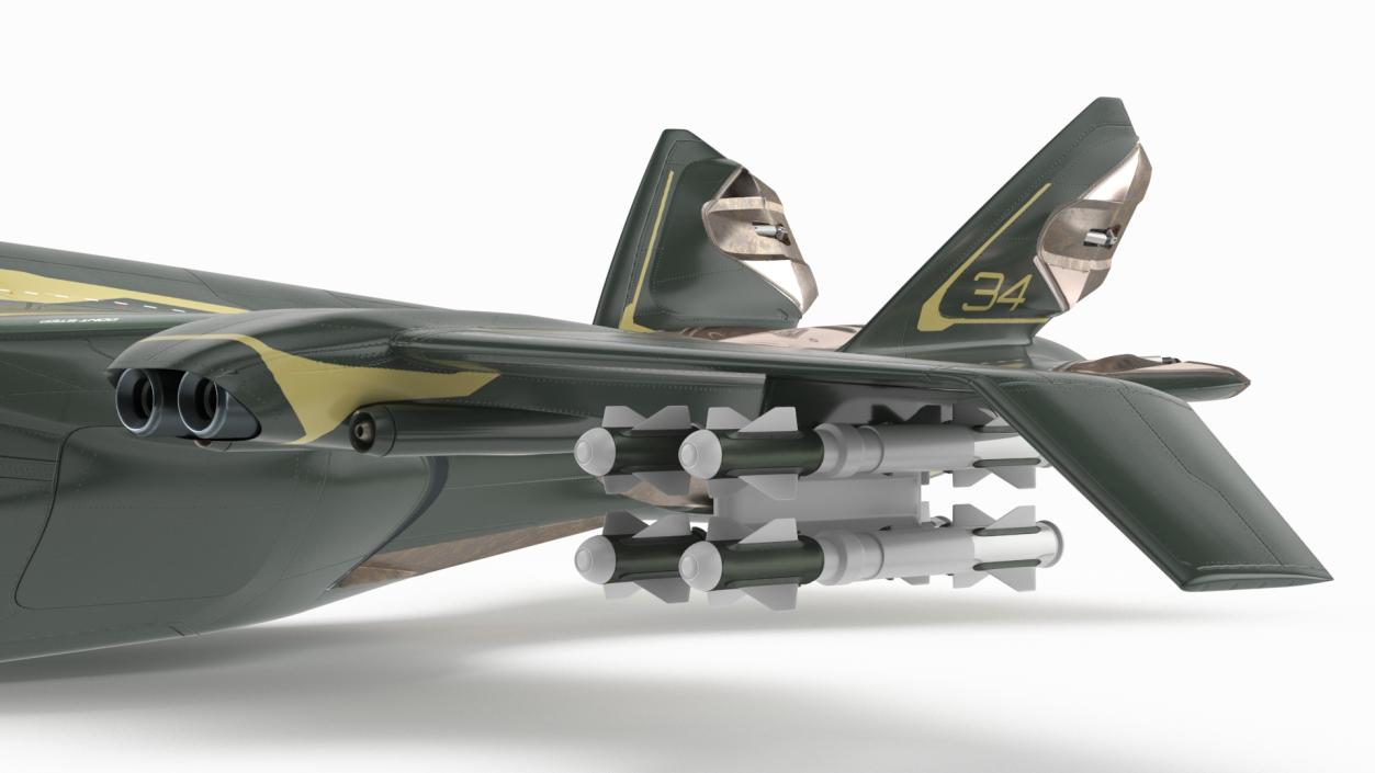 3D Sci Fi Green Military Fighter Jet model