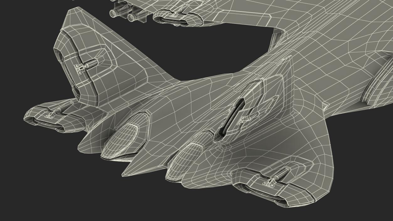 3D Sci Fi Green Military Fighter Jet model