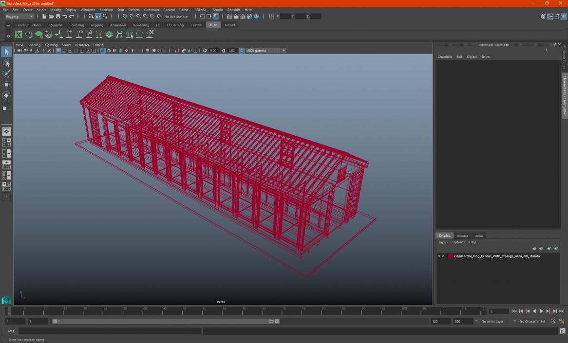 Commercial Dog Kennel With Storage Area 3D model