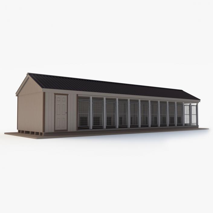 Commercial Dog Kennel With Storage Area 3D model