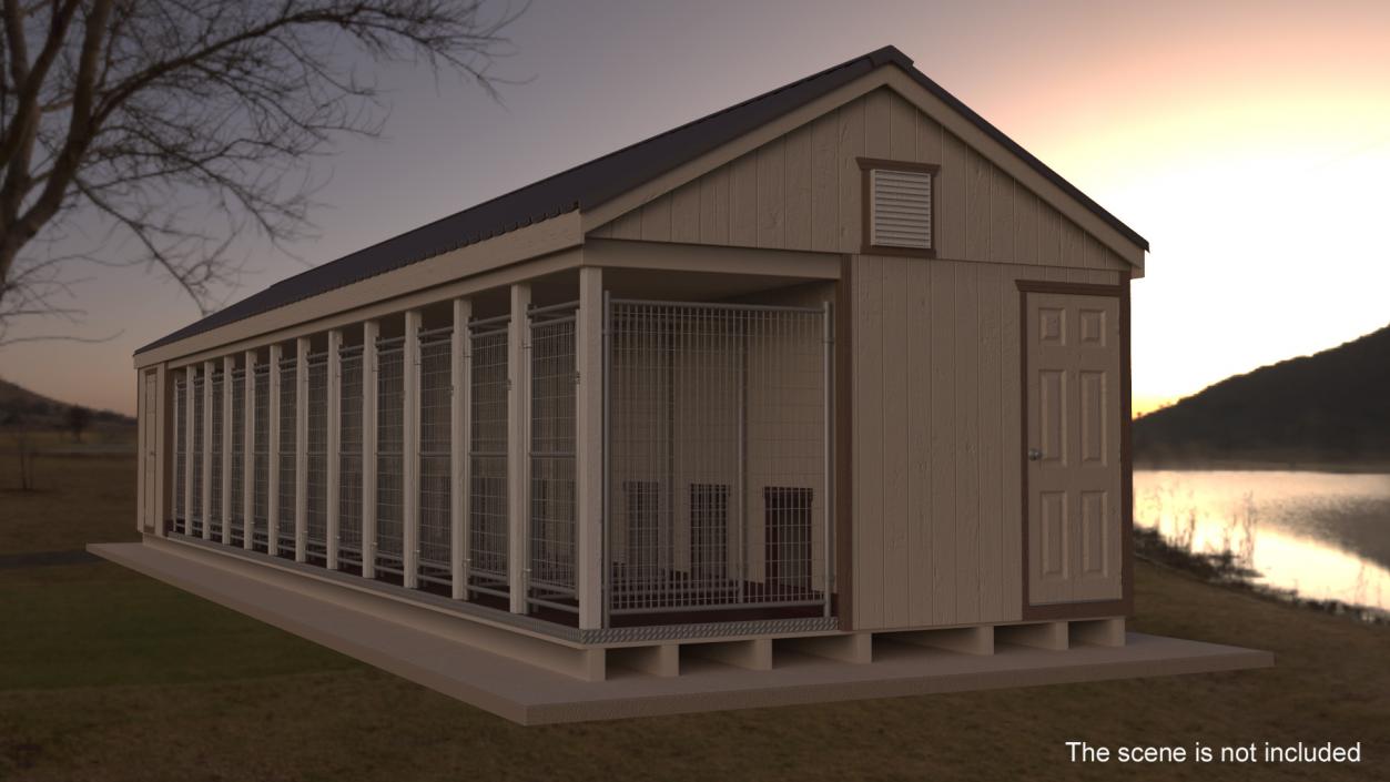 Commercial Dog Kennel With Storage Area 3D model